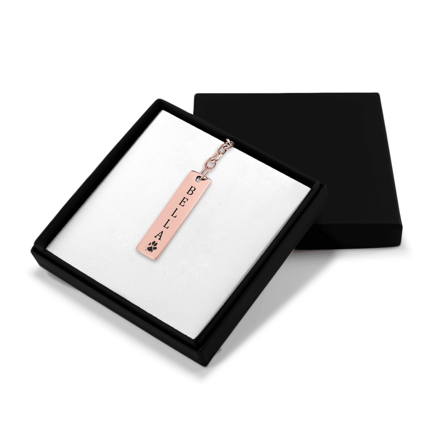 Porte-clés Barre Gravée. Son nom, sa patte, votre lien