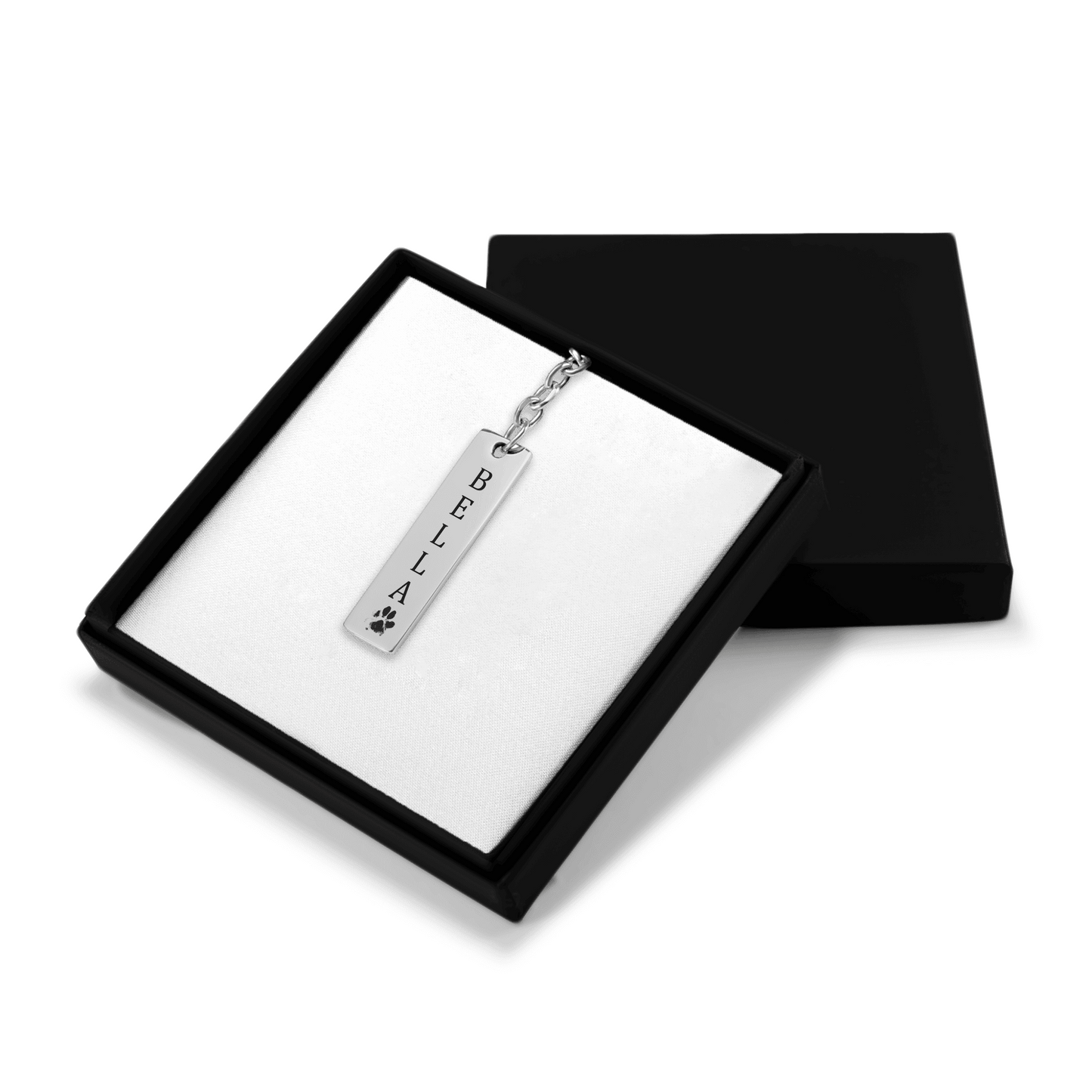 Porte-clés Barre Gravée. Son nom, sa patte, votre lien