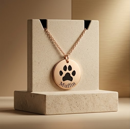 Collier Empreinte. Sa patte, suspendue à votre cœur