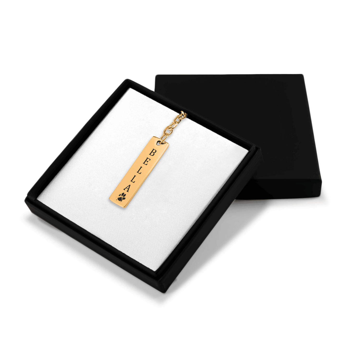 Porte-clés Barre Gravée. Son nom, sa patte, votre lien